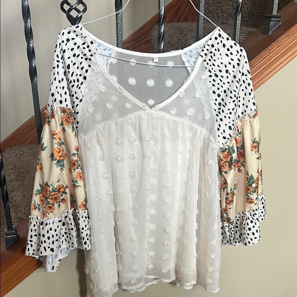 Floral and Polka Dot Women's Top